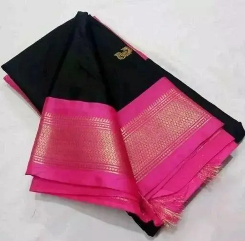 Women's Traditional Paithani Cotton Silk Sarees With Contrast Blouse