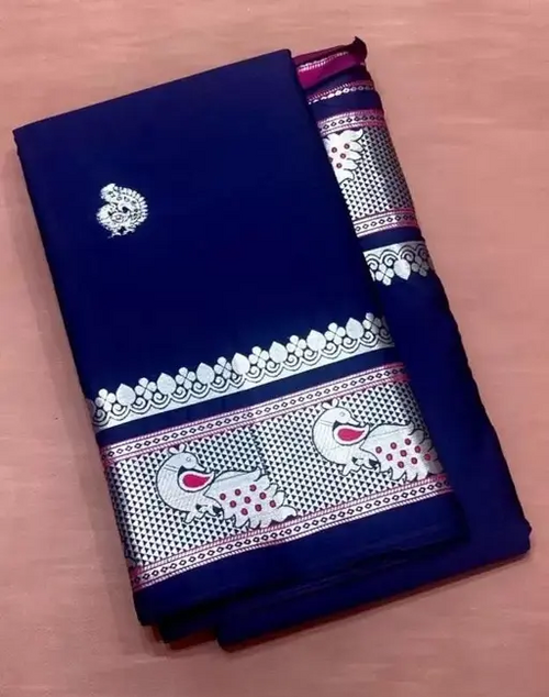 Women's Traditional Paithani Cotton Silk Saree With Blouse Pieces (