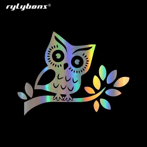 Rylybons 16X12CM Cute Owl Standing On A Tree Funny