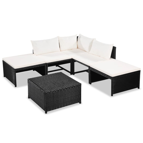 6 Piece Garden Lounge Set with Cushions Poly Rattan Gray