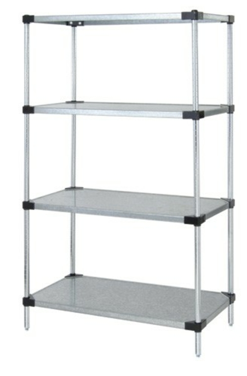 4-Shelf, Galvanized Steel Solid Shelving Unit - 24 x 60 x 63 in.