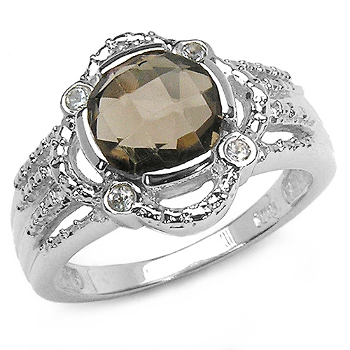 1.81 Carat Genuine Smoky Quartz & White Topaz .925 Sterling Silver