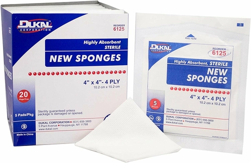 Dukal Non-Woven Sponges 4" x 4". Case of 800 sterile dressings for