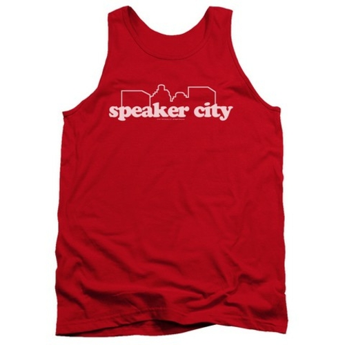 Trevco Old School-Speaker City Logo Adult Tank Top, Red - Small