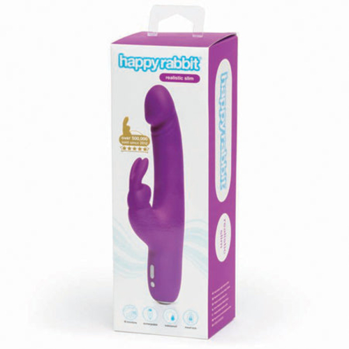 Happy Rabbit Realistic Slim Rechargeable Silicone Slimline Rabbit