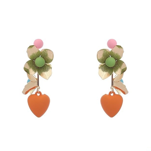 Multicolor Tangerine Heart Earrings Alloy, Silicone, Plastic Drops &