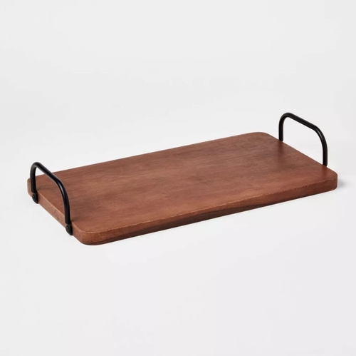 ART 14" x 7" Wood Serving Board with Metal Handle