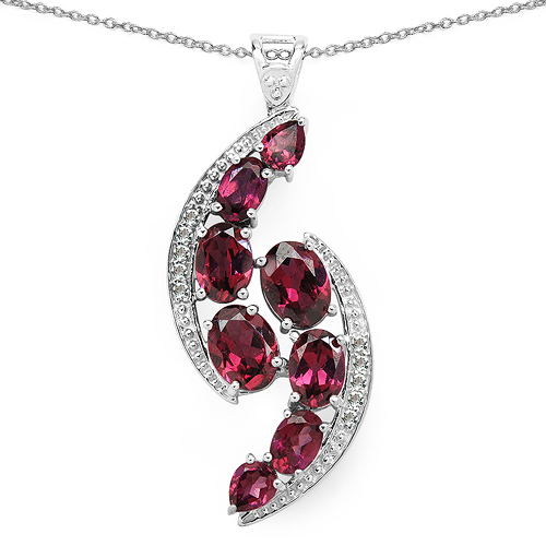 7.29 Carat Genuine Rhodolite & White Topaz .925 Sterling Silver
