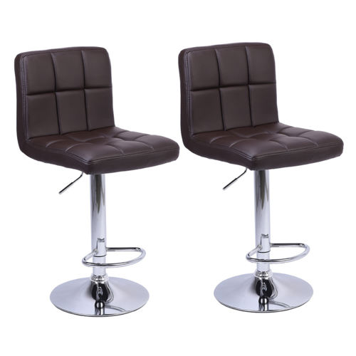 2 Bar Chairs Counter Height Adjustable Swivel Stool with PU Leather