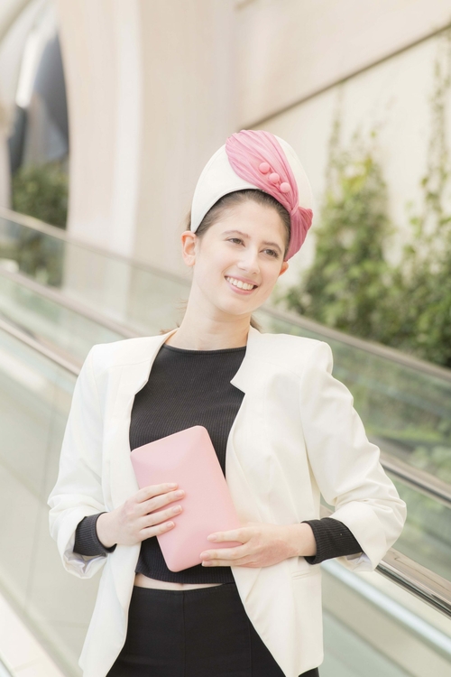 Cream & dusty pink crown winter fascinator