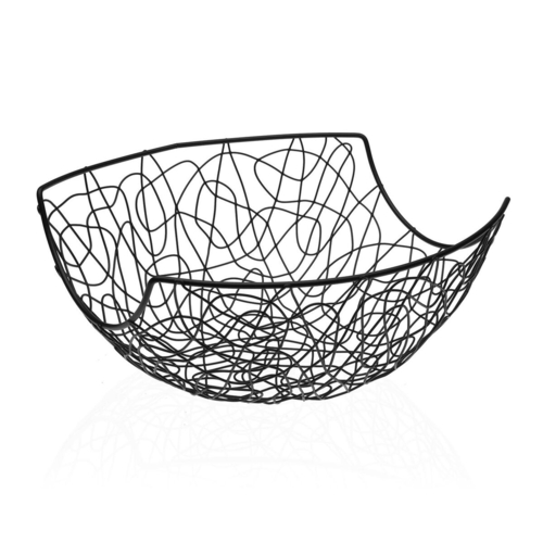 Fruit Bowl Versa Black Metal Steel (28 x 12 x 28 cm)