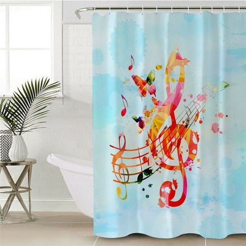 Colorful Music Note Over Sky Shower Curtain