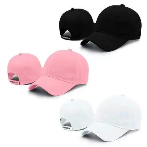 Latest pack of 3 pink black and white cotton adjustable baseball