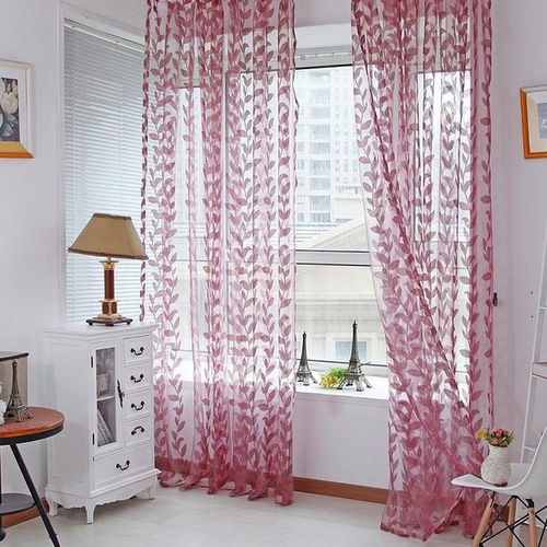 Voile Super Leaves Printed Tulle Living Room