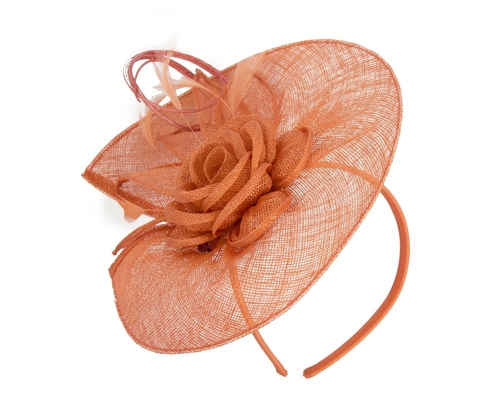 Orange sinamay fascinator