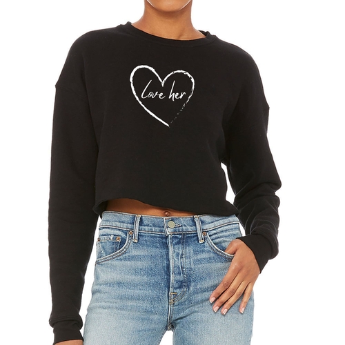 Womens Cropped Graphic Sweatshirt Say it Soul Love Her