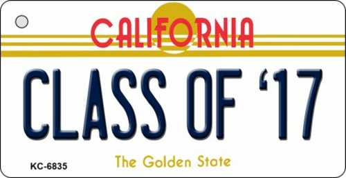 Smart Blonde KC-6835 Class of 17 California State License Plate Key Ch