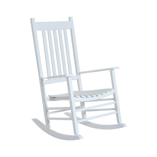 Outsunny Porch Rocking Chair Classic Wood Rocker Leisure Seat White