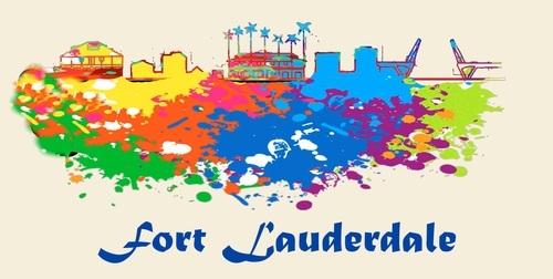 City of Ft. Lauderdale FL Watercolor Art License Plate