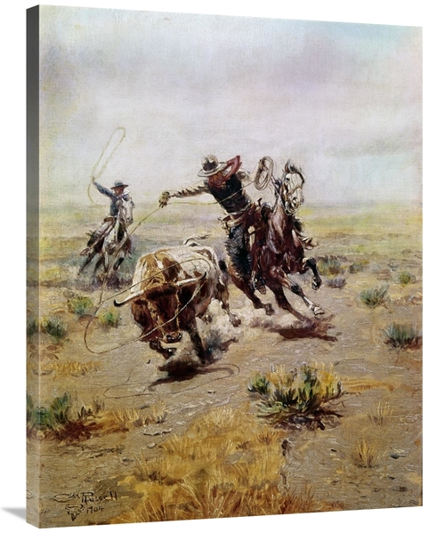 Global Gallery GCS-279971-36-142 36 in. Cowboy Roping a Steer Art Prin