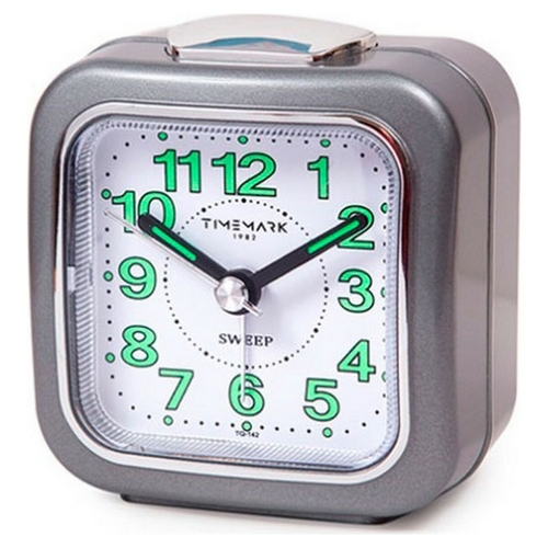 Analogue Alarm Clock Timemark Grey Silent with sound Night mode (7.5 x