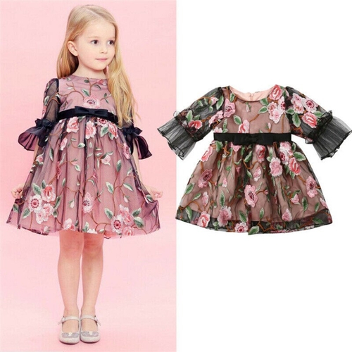 Sweet Kids Baby Girl Lace Embroidery Formal Dress