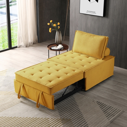 Multipurpose Linen Fabric Ottoman Lazy Sofa Pulling Out Sofa Bed