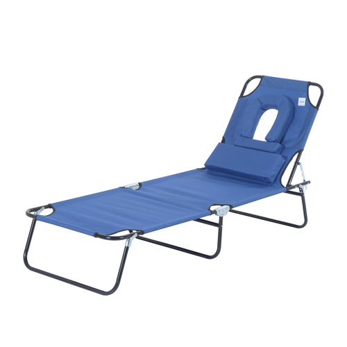 Outsunny Adjustable Garden Sun Lounger w/ Reading Hole Outdoor