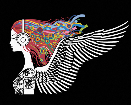 Zuty - Paint by Numbers - WOMAN WITH COLOURFUL HAIR AND WINGS, 40x50