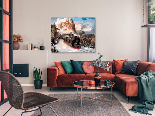 Paint by Numbers - LOCOMOTIVE IN WINTER LANDSCAPE