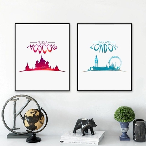 City Landscape MOSCOW LONDON Canvas Art Print Wall