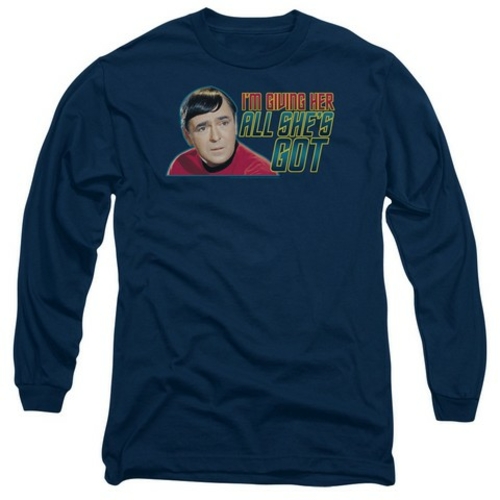 Trevco Star Trek-All Shes Got - Long Sleeve Adult 18-1 Tee - Navy- Ext