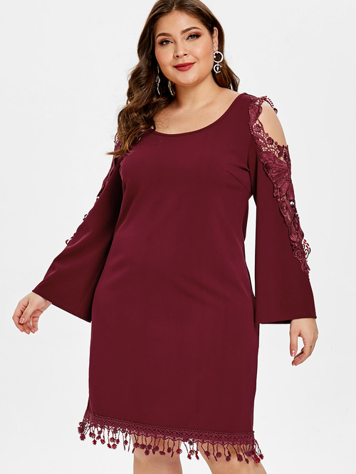  Women Plus Size 5XL Lace Panel Cold