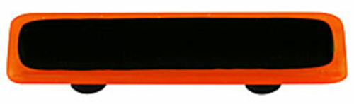 Hot Knobs HK5052-PA Opal Orange Border with Black Rectangle Glass Cabi