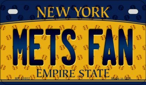 Smart Blonde MP-10802 7 x 4 in. Mets Fan New York Novelty Metal Motorc