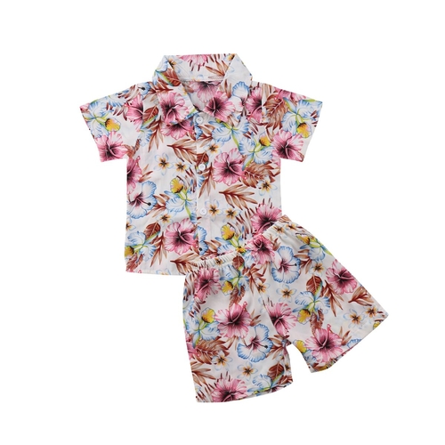 2pcs Newborn Toddler Kids Boys Baby Beach Floral