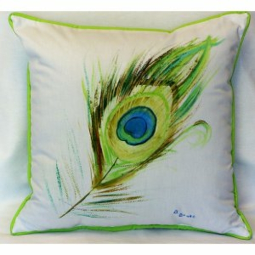 Betsy Drake ZP759 Peacock Feather Indoor & Outdoor Throw Pillow- 22 x 