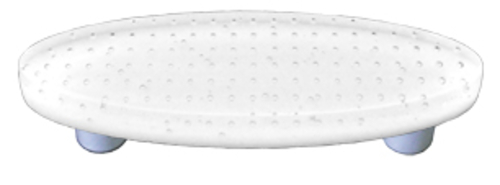 Hot Knobs HK1211-POA Bubbles White Oval Glass Cabinet Pull - Aluminum