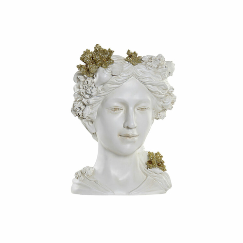 Planter DKD Home Decor Golden White Resin (27 x 25 x 36.5 cm)