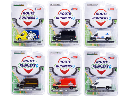 \Route Runners\" Set of 6 Vans Series 2 1/64 Diecast Models by