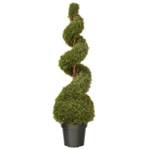 48 in. Cedar Spiral With Ball in Green Pot