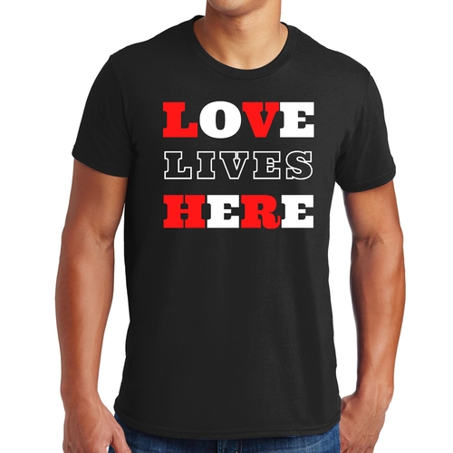 Mens Graphic T-shirt Love Lives Here Christian Inspiration