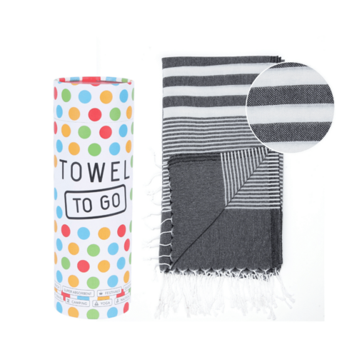 Beach Pool Hammam Towel, Black in Gift Box