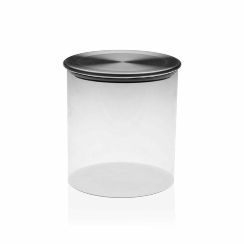 Glass Jar Versa 350 ml Crystal Steel (ø 8,5 x 8,5 cm)