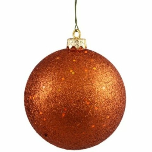 Queens of Christmas WL-ORN-BLKG-60-CO-W 60mm Glitter Copper Ball Ornam