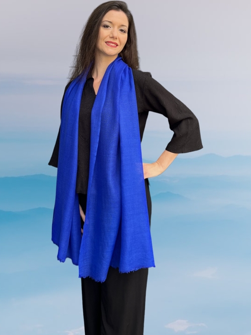 Cobalt Featherlight Wool Scarf