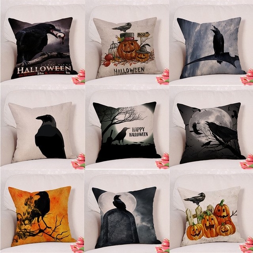 2018 Halloween Pillow Cases Cotton Linen Sofa Car