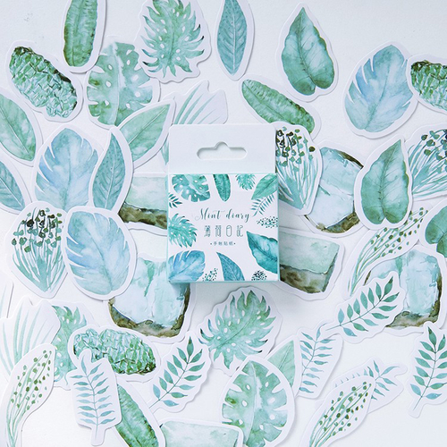 45PCS/ PACK Mint Leaf Plant Sticker DIY