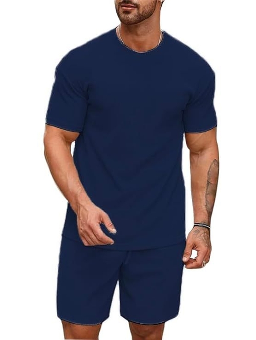 Solid Co-ord Set for Men's (Round Neck Tshirt with Matching shorts) 