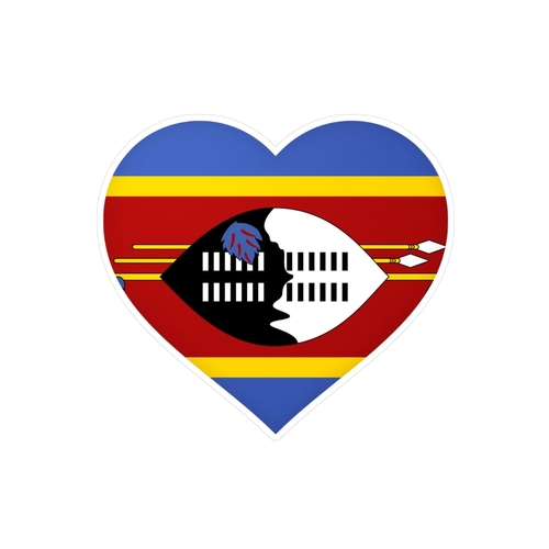 Autocollant en coeur Drapeau de l'Eswatini en plusieurs tailles